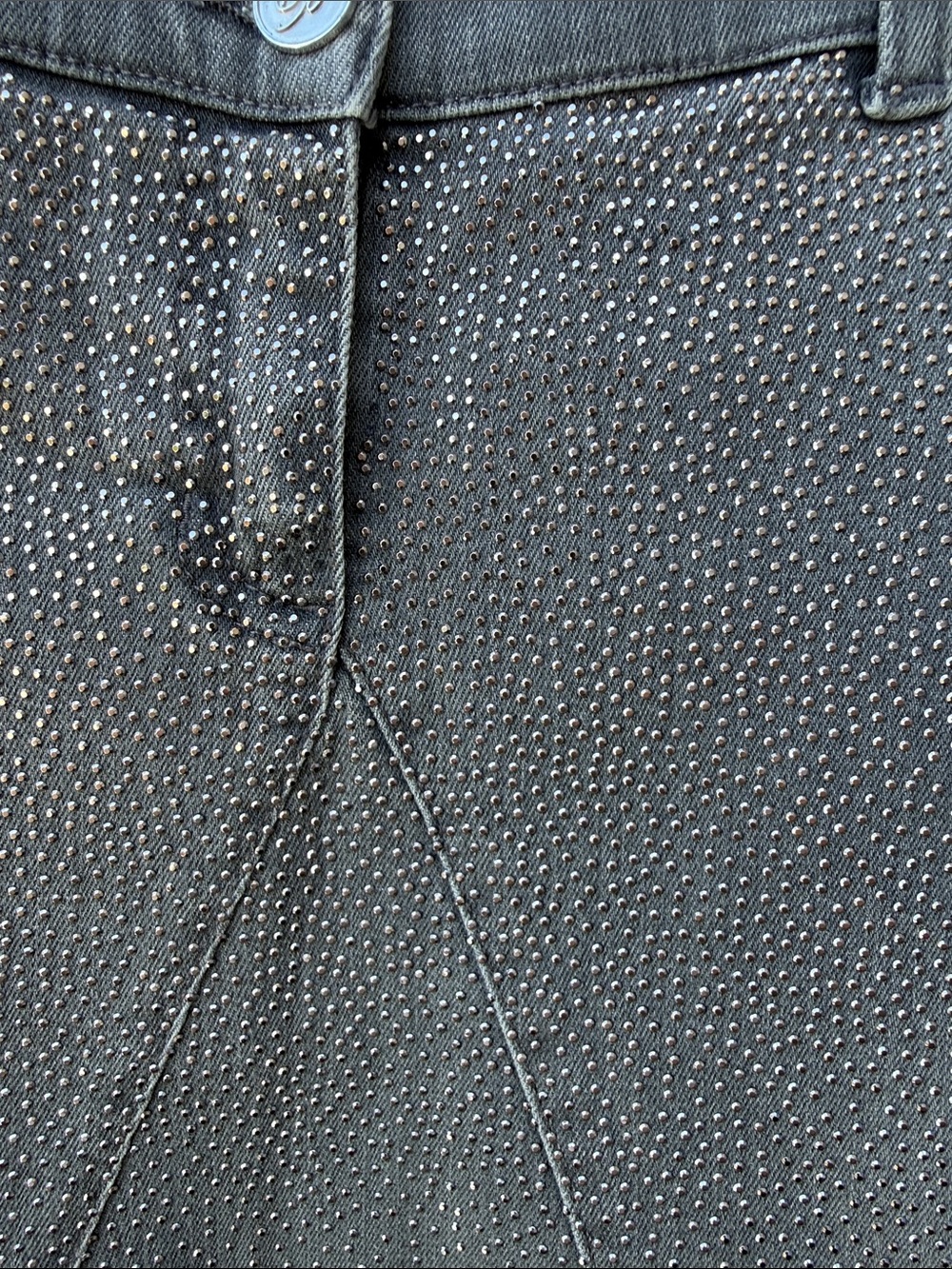 Miss Blumarine Jeans Gray Cotton Embellished Studded Denim Mini Skirt - Picture 3 of 8